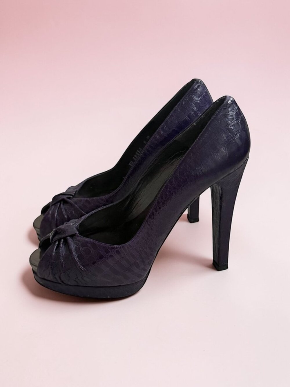 STUART WEITZMAN Purple Leather Platform Peeptoe Heels Size 8